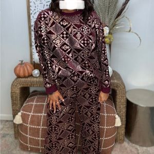 See and Be Seen burgundy sequined lounge set. NWT. Size large.
